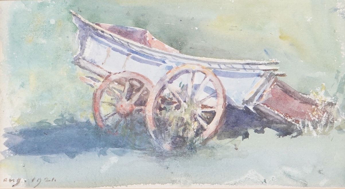 Catherine Ouless (1879-1961), Study of a cart, unsigned, dated Aug. 1921, label verso, watercolour, 9.5 x 17cm